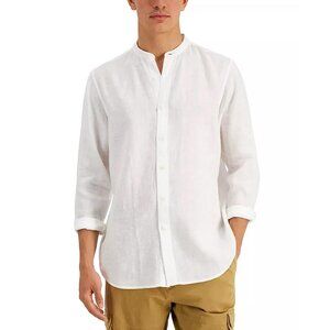 CLUB ROOM Men's 100% Linen Shirt Size L In White